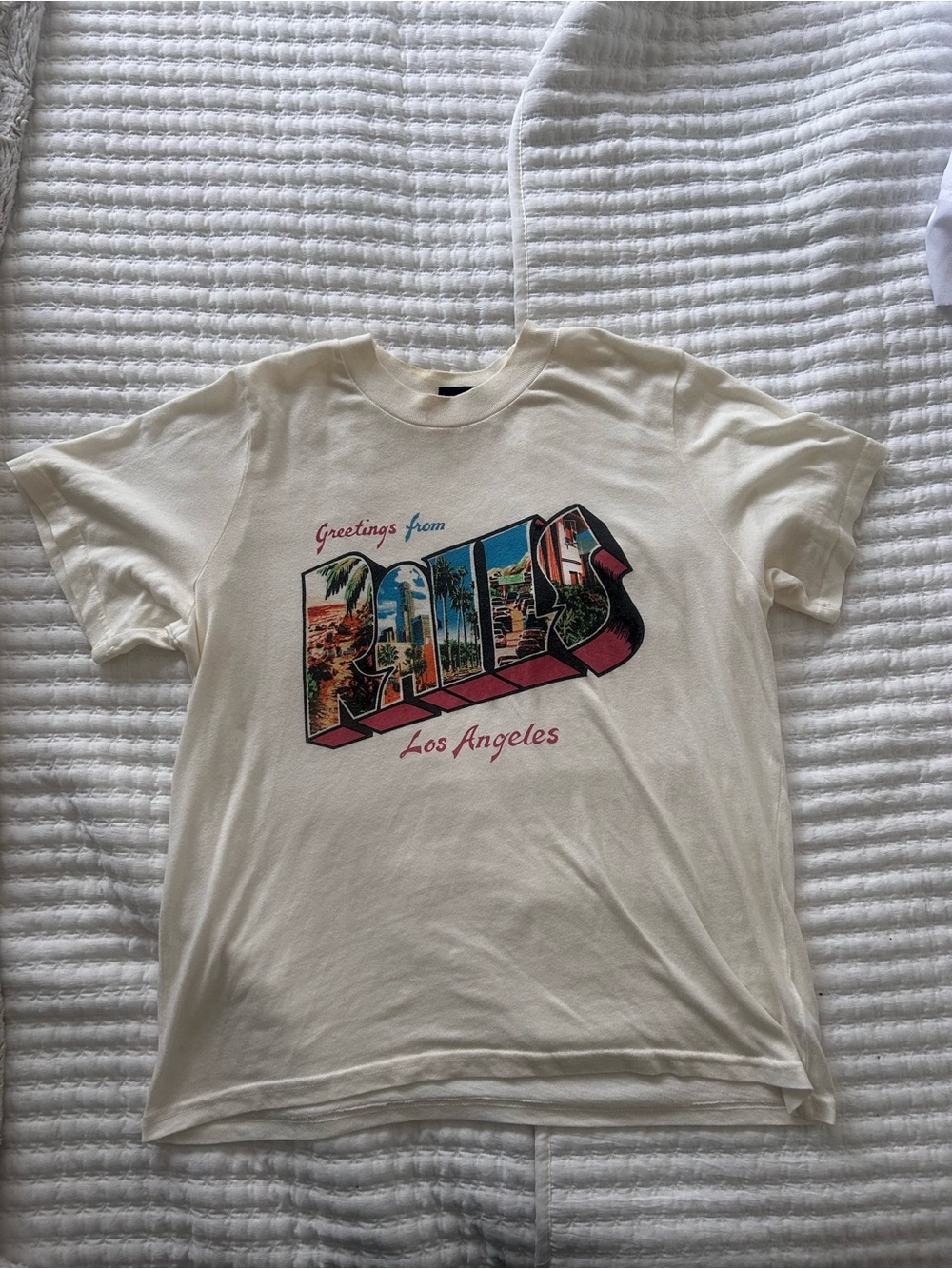 Rails Cream Crewneck Tee with Script Logo